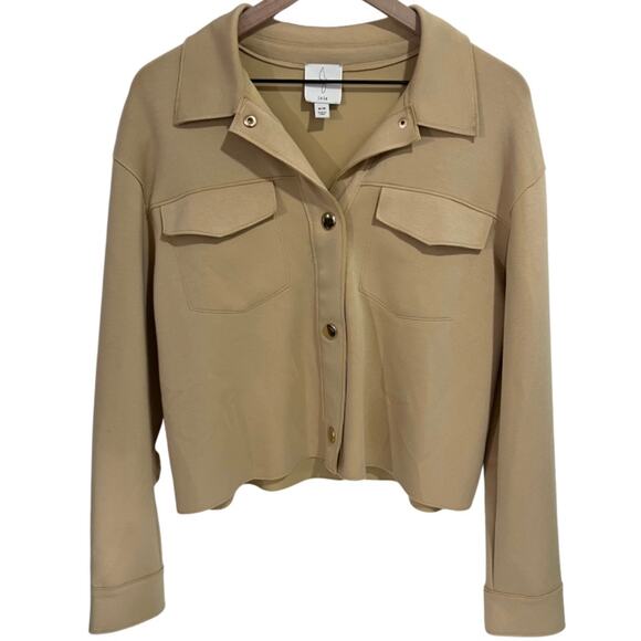 Joie Jackets & Blazers - Joie Camel Tan Cropped Knit Utility Jacket with Gold Buttons  Size Medium
